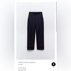 Zara Navy Blue Cuffed Straight Leg Pants (matching waistcoat top available)
